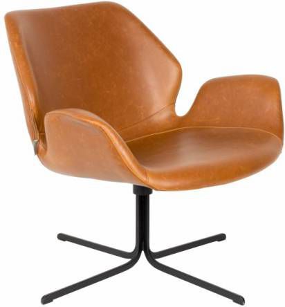 Zuiver Nikki Loungestoel PU-Leer/Hout 75 x 79 cm Bruin
