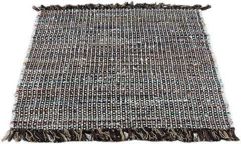 Andiamo Vloerkleed Frida Handgeweven vloerkleed, Fleckerl, puur katoen, met de hand geweven, met franje, ideaal in de woonkamer & slaapkamer