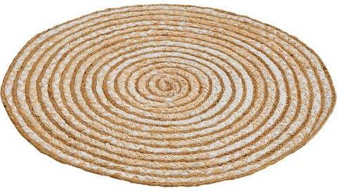 Barbara Becker Vloerkleed Ethno Platweefsel, met de hand gevlochten, ø ca. 80 cm, vlecht design, materiaal jute & gerecycled katoen, woonkamer