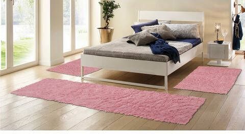 Böing Carpet Set slaapkamerkleedjes Flokati 1500 g Slaapkamerkleed, loper set voor de slaapkamer, zuivere wol, met de hand geweven