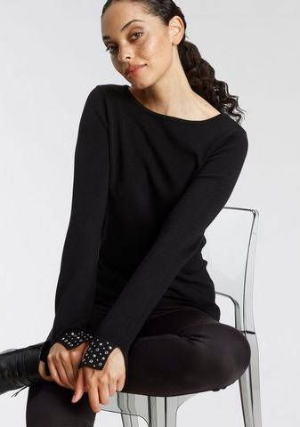 Bruno Banani Trui met ronde hals Manchetten bezet met studs