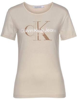 Calvin Klein Shirt met ronde hals GLOSSY MONOGRAM SLIM TEE met grote jeans logoprint