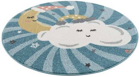 Carpet City Vloerkleed voor de kinderkamer Anime9380 Vloerkleed maan, wolken, sterren, zachte pool, ideaal voor kinderkamer & babykamer