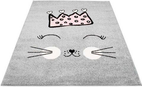 Carpet City Vloerkleed voor de kinderkamer Bubble Kids 1331 Speelkleed, kat, kroon, zachte pool, gemakkelijk in onderhoud, kinderkamer