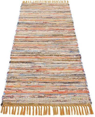 carpetfine Loper Kelim Chindi Platweefsel tweezijdig te gebruiken kleed met franje, woonkamer