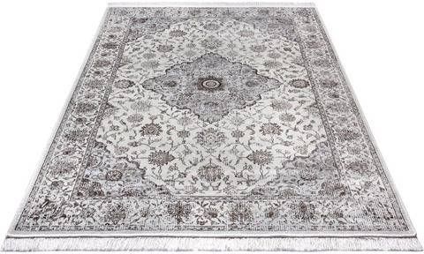 ELLE DECORATION Design vloerkleed Keshan Derya Fluwelige korte pool, oriëntaals design met franje, zijde look, woonkamer, slaapkamer, robuust, gemakkelijk in onderhoud