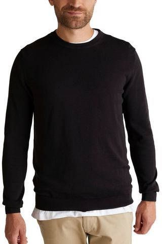 ESPRIT Men Casual fijngebreide trui van biologisch katoen zwart