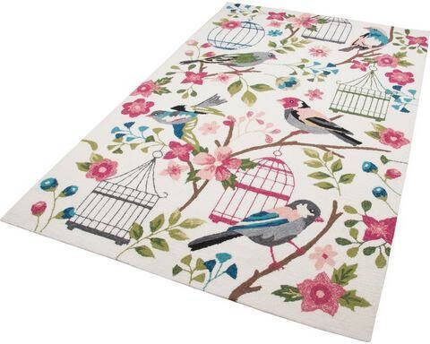 Gino Falcone Vloerkleed Rosetta 019 vogels bijzonder zacht door microvezel, geschikt voor binnen en buiten, woonkamer