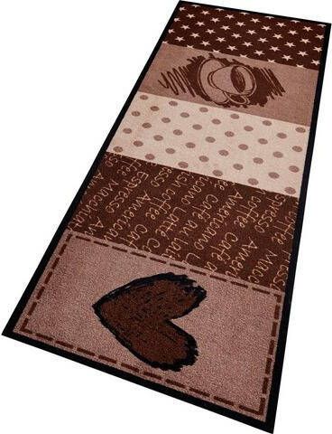HANSE Home Keukenloper Coffee Heart Korte pool, antislip, koffie design, patchwork look, tapijtloper, robuust, gemakkelijk in onderhoud, keuken, wasbaar, koffie