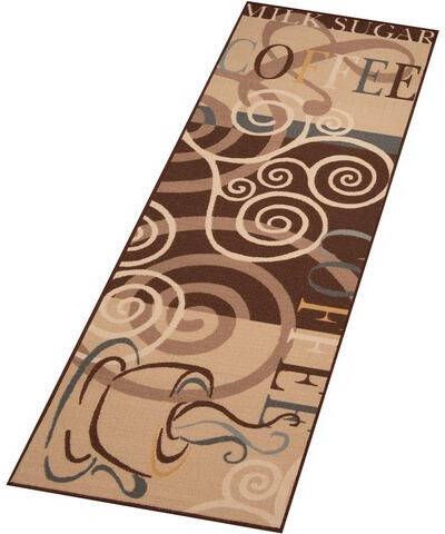 HANSE Home Keukenloper Coffee Ornament Korte pool, koffie design, afgehecht, tapijtloper, keuken, slijtvast, gemakkelijk in onderhoud, opschrift, antislip, koffie