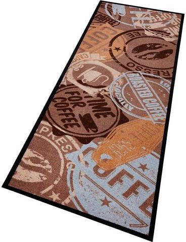 HANSE Home Keukenloper Coffee Stamp Korte pool, antislip, tapijtloper, wasbaar, koffie design, slijtvast, gemakkelijk in onderhoud, keuken, uit Europa