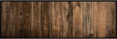 HANSE Home Keukenloper Wood Geschikt voor binnen en buiten, korte pool, loper, hal, terras, tuin, keuken, wasbaar, antislip, gemakkelijk in onderhoud, hout design