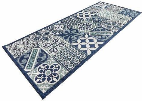 HANSE Home Loper Accent Platweefsel, tegel look, loper, keuken, hal, gedessineerd, slijtvast, gemakkelijk in onderhoud, Kitchen, harmonieuze kleuren