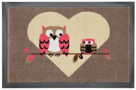 HANSE Home Mat Eule3 Geschikt voor binnen en buiten, diermotief, hartmotief, robuust, gemakkelijk in onderhoud, antislip, ingang