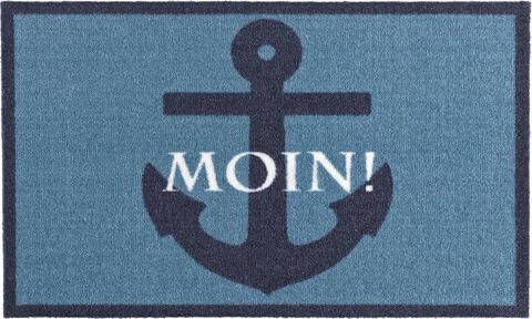 HANSE Home Mat Moin Anker, met spreuk, tekst, wasbaar, robuust, gemakkelijk in onderhoud, antislip, ingang, maritiem