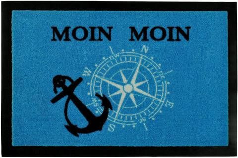 HANSE Home Mat Moin met tekst, tekst design, robuust, gemakkelijk in onderhoud, antislip, ingang, noorden, anker