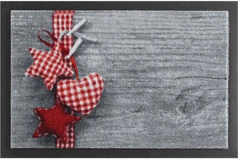 HANSE Home Mat Ster met hart Houten design, wasbaar, gedessineerd, antislip, robuust, gemakkelijk in onderhoud, ingang