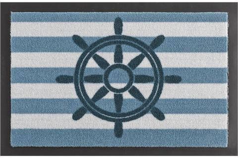 HANSE Home Mat Stuurwiel wasbaar, robuust, gemakkelijk in onderhoud, ingang, antislip, gestreept, , zee, maritiem