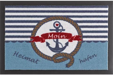 HANSE Home Mat Thuishaven Geschikt voor binnen en buiten, met tekst, wasbaar, robuust, gemakkelijk in onderhoud, Moin, antislip, maritiem