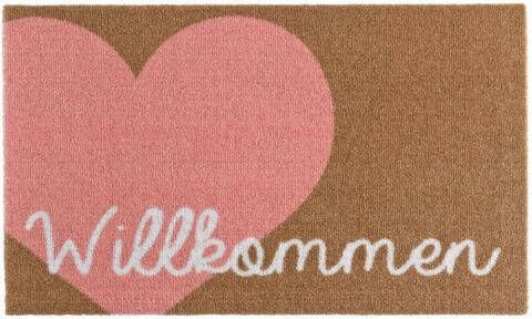HANSE Home Mat Welkom hart Hartmotief, met tekst, opschrift, robuust, gemakkelijk in onderhoud, anti slip, ingang, wasbaar