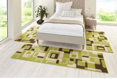 HANSE Home Set slaapkamerkleedjes Retro Korte pool, grafisch dessin, afgehecht, woonkamer, slaapkamer, werkkamer, robuust, gemakkelijk in onderhoud