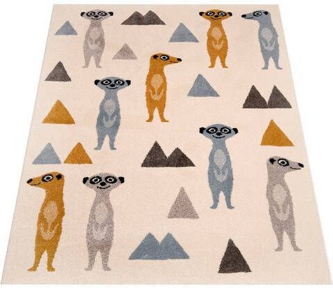 HANSE Home Vloerkleed voor de kinderkamer Happy Meerkats Speelmat, zeer zacht door microvezel, kinderkamer, diermotief, slijtvast, gemakkelijk in onderhoud, robuust