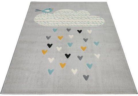 HANSE Home Vloerkleed voor de kinderkamer Lovely Rainfall Wolk, hemel, korte pool, kinderkamer, slijtvast, gemakkelijk in onderhoud, harten, robuust