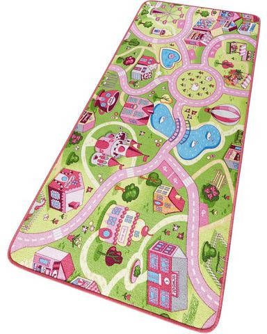 HANSE Home Vloerkleed voor de kinderkamer Sweettown Robuuste straten speelmat, korte pool, kinderkamer, slijtvast, gemakkelijk in onderhoud, roze