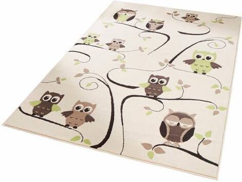 HANSE Home Vloerkleed voor de kinderkamer Uilen Modern uilendesign, korte pool, diermotief, kinderkamer, slijtvast, gemakkelijk in onderhoud
