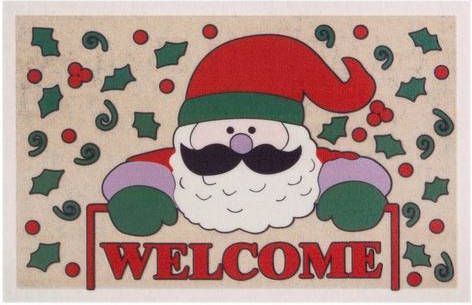 Home affaire Mat Welcome kerstman Geschikt voor binnen en buiten, met tekst, kerstman, robuust, gemakkelijk in onderhoud, antislip, vuilvanger