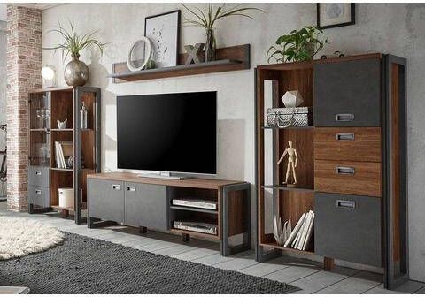 Home affaire Wandmeubel Detroit set 2 in een trendy industriële look(set, 4 stuks )