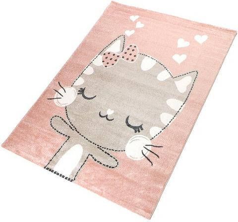 Living Line Vloerkleed voor de kinderkamer Meow Speelkleed, motief kat, pastelkleuren, kinderkamer