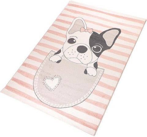 Living Line Vloerkleed voor de kinderkamer Puppy Speelkleed, motief hond, pastelkleuren, kinderkamer