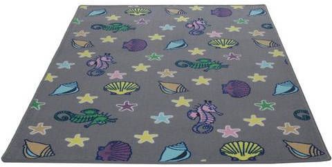 Living Line Vloerkleed voor de kinderkamer Zeewereld schelp Velours, motief zeedieren, kinderkamer