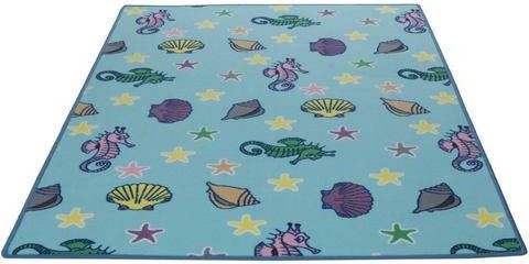 Living Line Vloerkleed voor de kinderkamer Zeewereld schelp Velours, motief zeedieren, kinderkamer