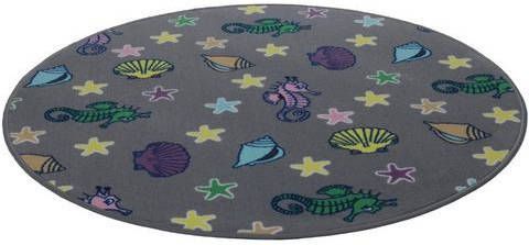 Living Line Vloerkleed voor de kinderkamer Zeewereld schelp Velours, motief zeedieren, kinderkamer