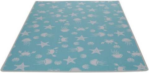 Living Line Vloerkleed voor de kinderkamer Zeewereld wit Velours, motief zeedieren, kinderkamer