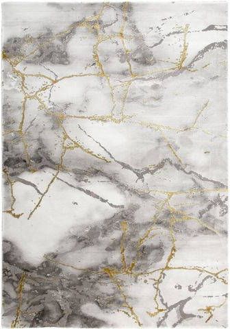Merinos Vintage Vloerkleed Marmer Look Craft 23270 296 Grijs Goud 120 x 170 cm