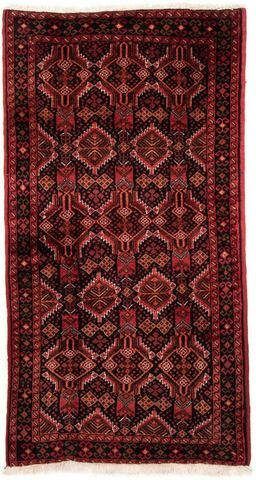 morgenland Hoogpolige loper Belutsch geheel gedessineerd rosso scuro 184 x 96 cm Handgeknoopt