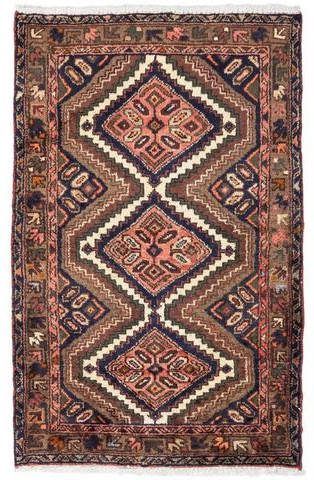 morgenland Hoogpolige loper Bidjar geometrisch rosso 217 x 72 cm Uniek exemplaar met certificaat