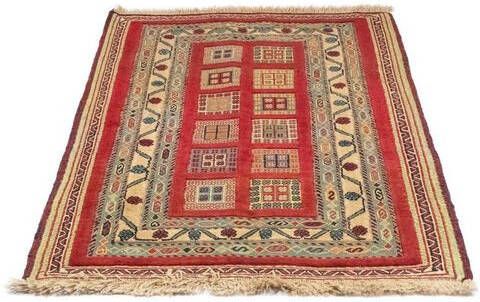 morgenland Wollen kleed Afshar Sirjan vloerkleed met de hand geknoopt rood Perzisch tapijt Nomadic 114 x 81 cm rood handgeknoopt