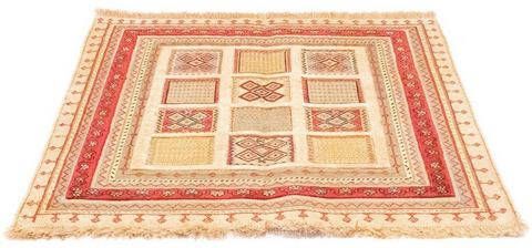 morgenland Wollen kleed Afshar Sirjan vloerkleed met de hand geknoopt rood Perzisch tapijt Nomadic vierkant 102 x 96 cm rood handgeknoopt
