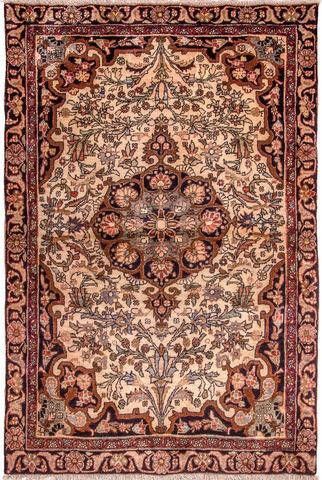 morgenland Wollen kleed Gholtogh vloerkleed met de hand geknoopt beige Perzisch tapijt Nomadic 146 x 95 cm beige handgeknoopt