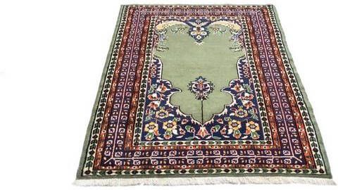 morgenland Wollen kleed Isfahan vloerkleed met de hand geknoopt groen Perzisch tapijt Classic 128 x 79 cm lichtgroen handgeknoopt