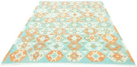 morgenland Wollen kleed Kelim Afghan vloerkleed met de hand geweven blauw Laagpolig