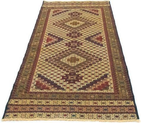 morgenland Wollen kleed Kelim Afghan vloerkleed met de hand geweven goud Laagpolig