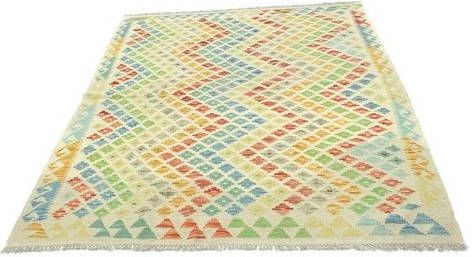 morgenland Wollen kleed Kelim Afghan vloerkleed met de hand geweven meerkleurig Laagpolig