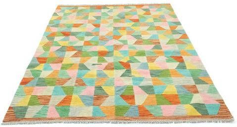 morgenland Wollen kleed Kelim Afghan vloerkleed met de hand geweven meerkleurig Laagpolig