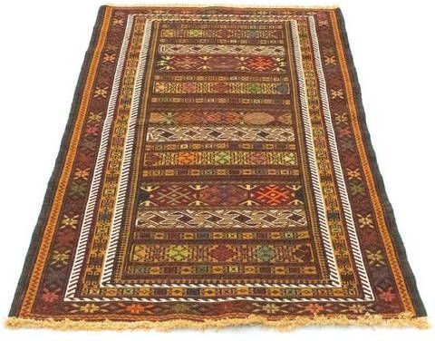 morgenland Wollen kleed Kelim Afghan vloerkleed met de hand geweven meerkleurig Laagpolig