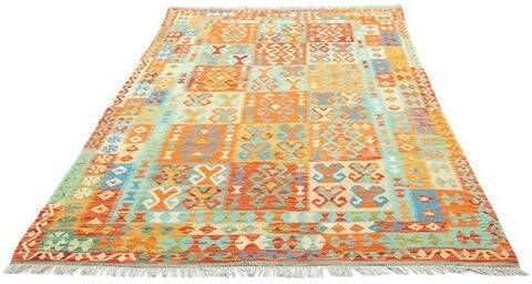 morgenland Wollen kleed Kelim Afghan vloerkleed met de hand geweven meerkleurig Laagpolig